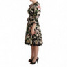 Abito finiture pizzo stampa giglio cotone nero - IT36 - XS