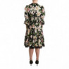 Abito finiture pizzo stampa giglio cotone nero - IT36 - XS