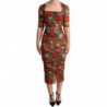 Abito longuette tubino in tulle con stampa floreale rossa - IT36 - XS