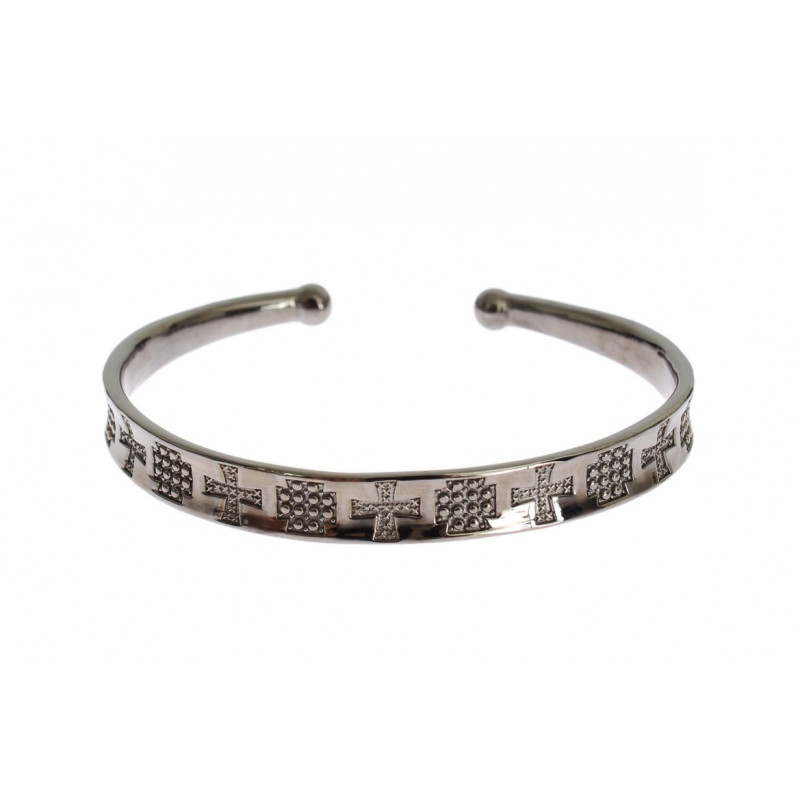 Bracciale rigido in argento 925 rodiato grigio - S