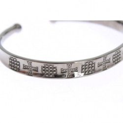 Bracciale rigido in argento 925 rodiato grigio - S