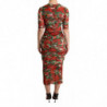 Abito longuette tubino in tulle con stampa floreale rossa - IT36 - XS