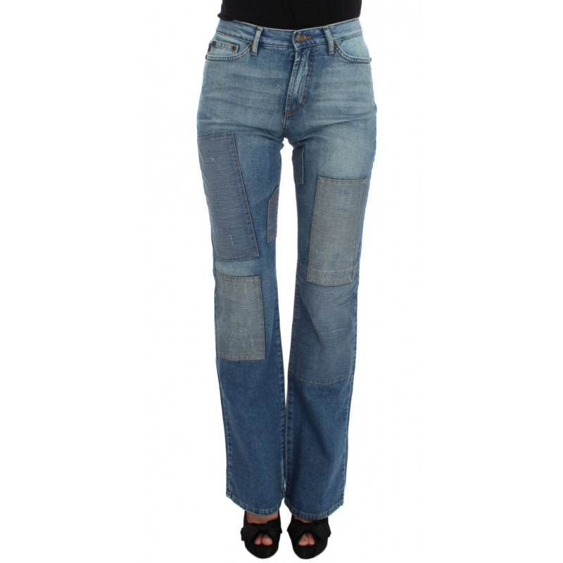 Jeans bootcut slim fit in cotone lavato blu - W26