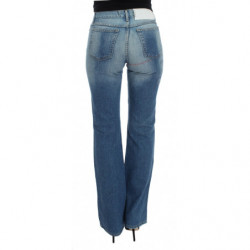 Jeans bootcut slim fit in cotone lavato blu - W26