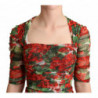 Abito longuette tubino in tulle con stampa floreale rossa - IT36 - XS