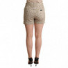 Pantaloncini elasticizzati in cotone denim a pois beige - IT40-S