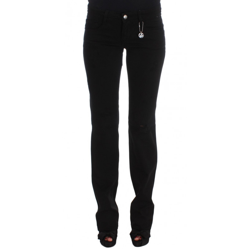 Jeans bootcut slim fit in cotone nero - W26