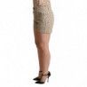 Pantaloncini elasticizzati in cotone denim a pois beige - IT40-S