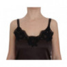 Top lingerie in pizzo elasticizzato di seta marrone - IT1 - XS