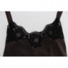 Top lingerie in pizzo elasticizzato di seta marrone - IT1 - XS