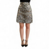 Minigonna a vita alta leopardata argento oro - IT36 - XS