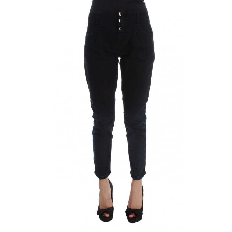 Jeans cropped slim fit in cotone nero - W26