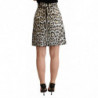 Minigonna a vita alta leopardata argento oro - IT36 - XS
