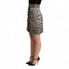 Minigonna a vita alta leopardata argento oro - IT36 - XS