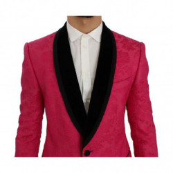 Giacca blazer slim in broccato floreale rosa - IT44 - XS