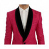 Giacca blazer slim in broccato floreale rosa - IT44 - XS