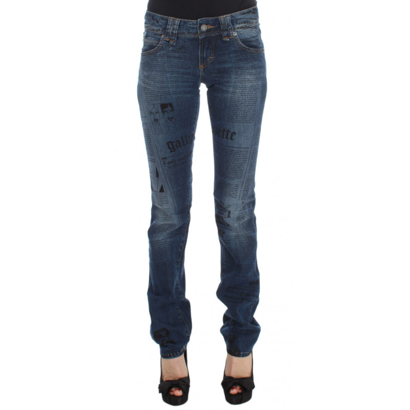 Jeans bootcut slim fit in misto cotone lavato blu - W24