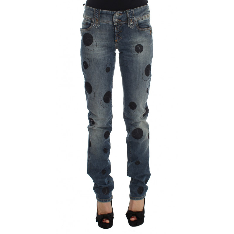Jeans bootcut slim fit in misto cotone lavato blu - W26