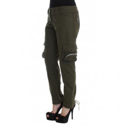Pantaloni cargo larghi in misto lana verde - IT40-S