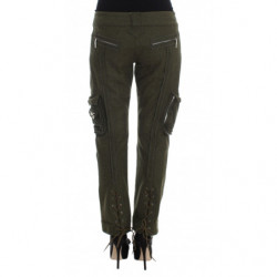 Pantaloni cargo larghi in misto lana verde - IT42-M
