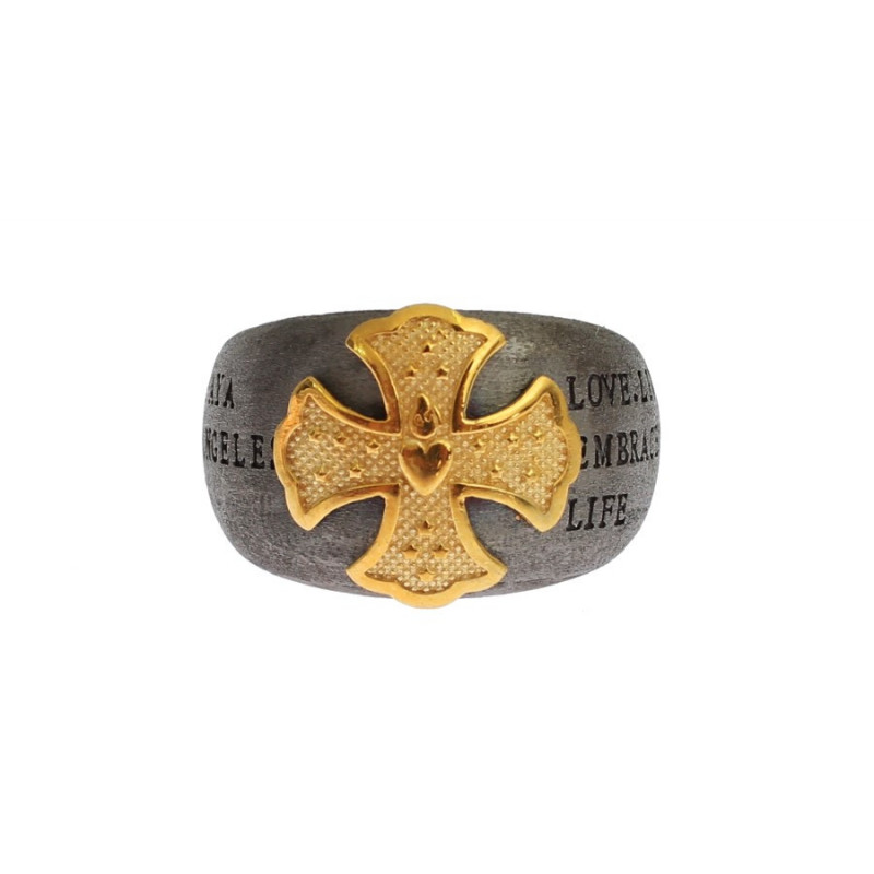 Anello in argento sterling 925 con stemma dorato - EU60 - US10
