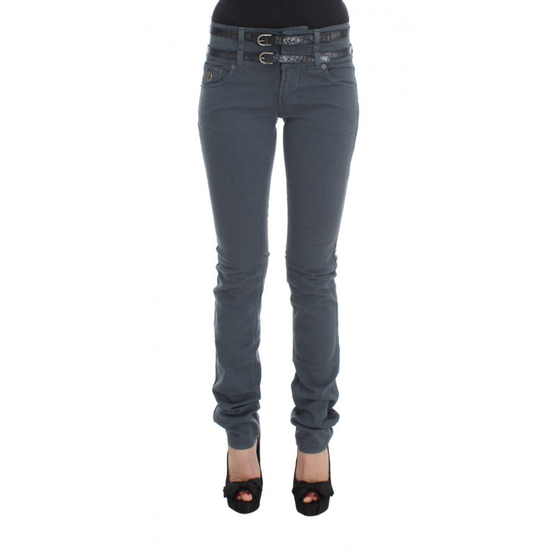 Jeans slim fit a vita alta in misto cotone blu - W26