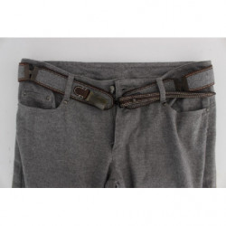 Pantaloni bootcut casual slim fit in cotone grigio - IT46-XL