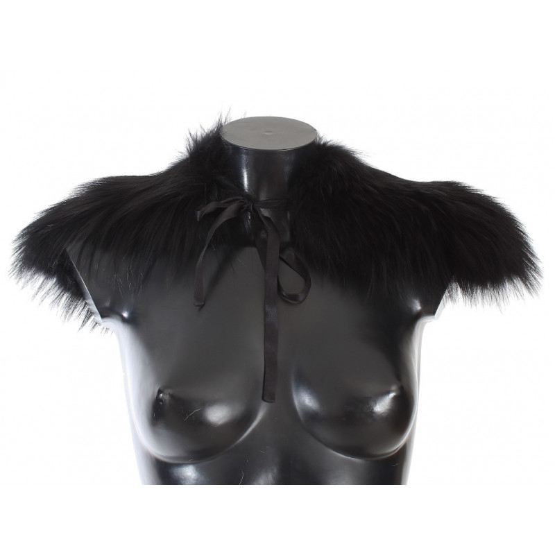 Sciarpa con collo in pelliccia di volpe nera - IT40-S