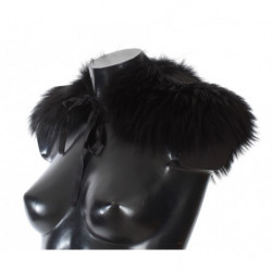 Sciarpa con collo in pelliccia di volpe nera - IT40-S