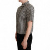 Camicia in cotone con colletto a zigzag bianco nero - IT46-XL