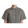Camicia in cotone con colletto a zigzag bianco nero - IT46-XL