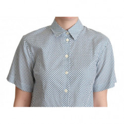 Camicia in cotone a pois bianco blu - IT46-XL