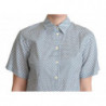 Camicia in cotone a pois bianco blu - IT46-XL