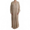 Abito caftano in pizzo con applicazioni floreali beige - IT48-XXL