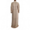 Abito caftano in pizzo con applicazioni floreali beige - IT48-XXL