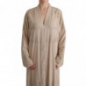 Abito caftano in pizzo con applicazioni floreali beige - IT48-XXL