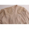 Abito caftano in pizzo con applicazioni floreali beige - IT48-XXL