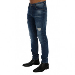 Jeans slim fit Dundee strappati con lavaggio blu - W38