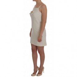 Abito a trapezio con spilla elasticizzata in lana bianca - IT38 - S