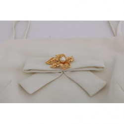 Abito a trapezio con spilla elasticizzata in lana bianca - IT38 - S