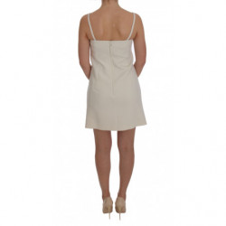 Abito a trapezio con spilla elasticizzata in lana bianca - IT46-XL