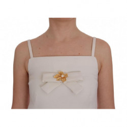 Abito a trapezio con spilla elasticizzata in lana bianca - IT46-XL