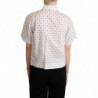 Top camicia con colletto in cotone bianco a pois - IT44-L