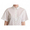 Top camicia con colletto in cotone bianco a pois - IT44-L