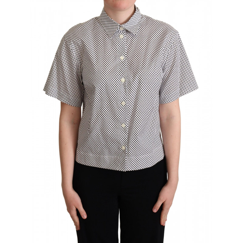 Camicia con colletto a pois neri Bianca - IT42-M
