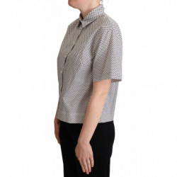 Camicia con colletto a pois neri Bianca - IT42-M