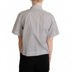 Camicia con colletto a pois neri Bianca - IT42-M