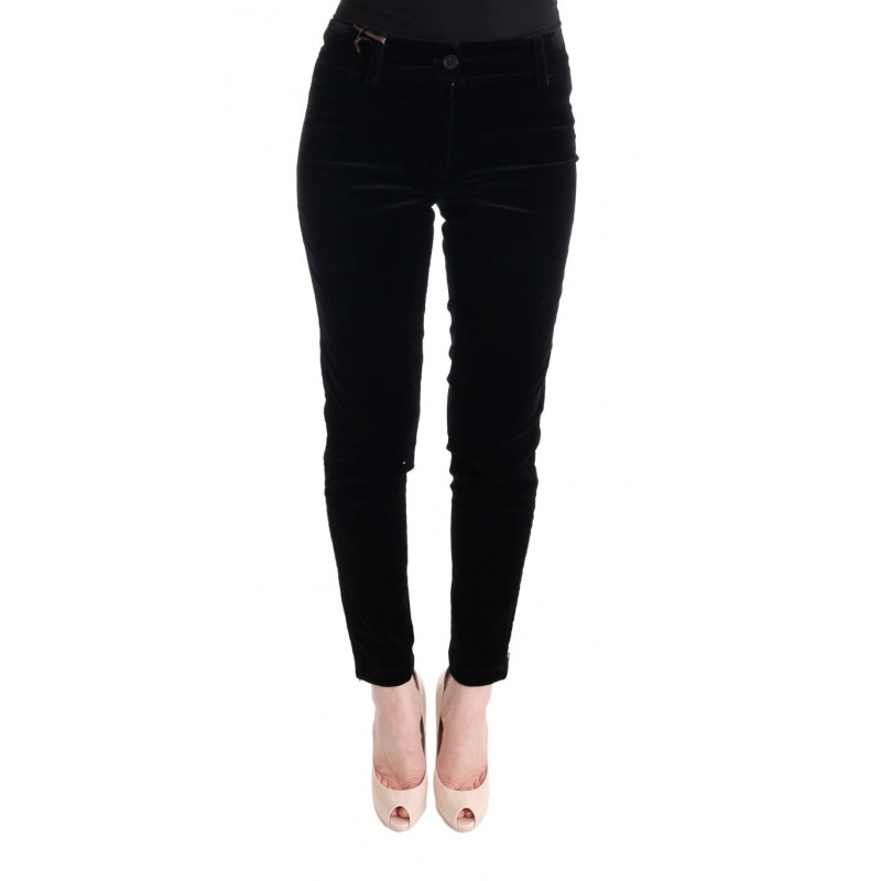 Pantaloni cropped in velluto misto viscosa nera - IT40-S