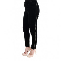 Pantaloni cropped in velluto misto viscosa nera - IT40-S
