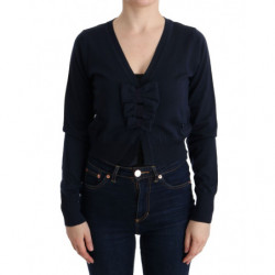 Maglione blusa in lana blu...